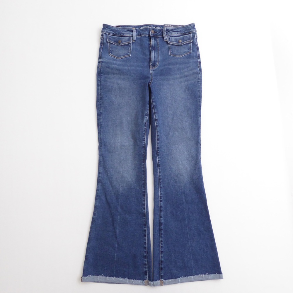 American Eagle Womens Flare Jeans Blue Super High-Rise Next Level Stretch 12